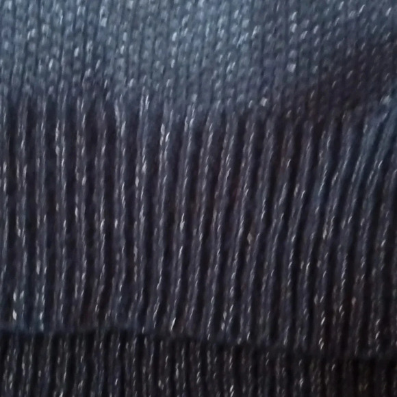 3/$25 Pink Rose navy blue sweater with white specs cowl neck sz L - Picture 6 of 8